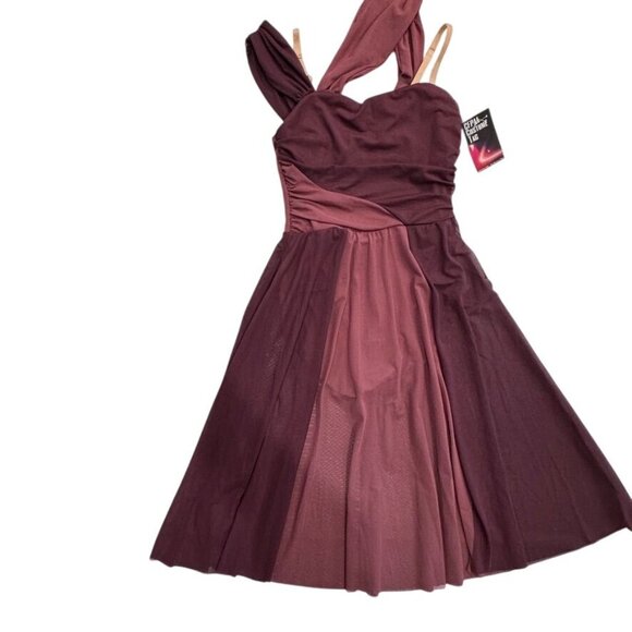 Balera Two-Tone Dance Dress Costume Burgundy Pink Multiway Straps Ballet Lyrical - Picture 9 of 15